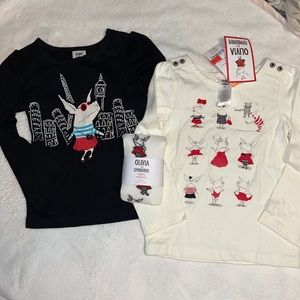 NWT GYMBOREE OLIVIA & CREAM BLACK LS TEE SHIRTS 2T & TIGHTS 3 PC SET NEW